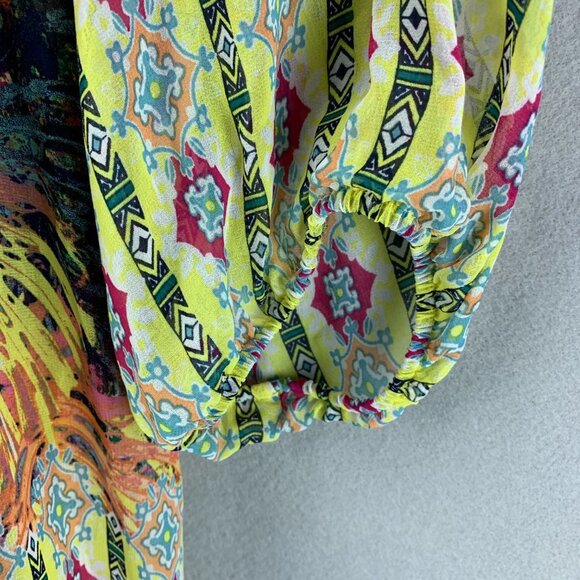 Fig & Flower Anthropologie Blouse Top Womens 2X Yellow Pullover Chiffon Layered - Picture 3 of 16